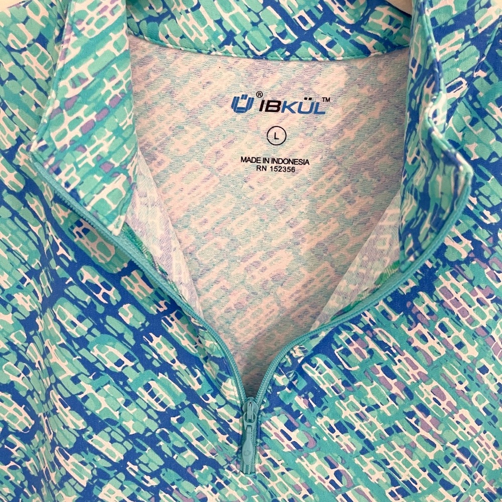 IBKUL Women’s  Zip Mock Neck activewear shirt with IceFill fabric UPF50 Size L
